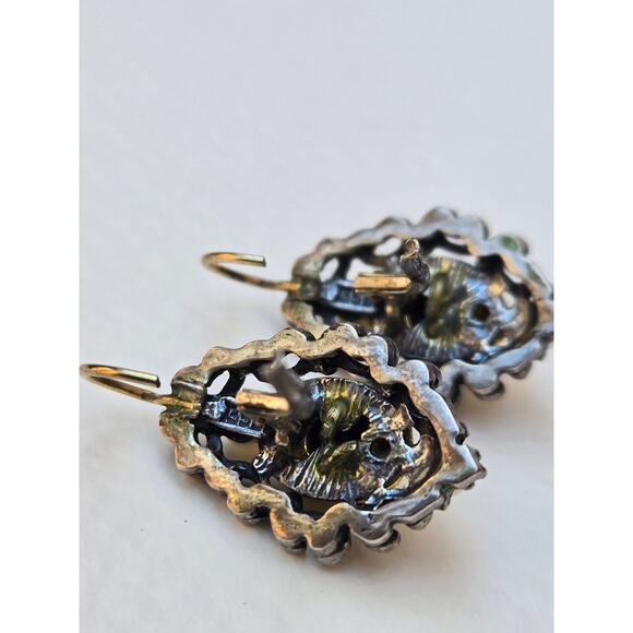 1900s German Red Pyrope Garnet, 585 GOLD, 800 Silver, Pearl Biedermeier Earrings - Picture 9 of 10